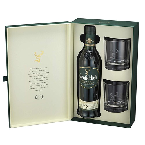Glenfiddich 12 Year Old Whisky Two Glass Gift Pack 70cl - Next Day Delivery
